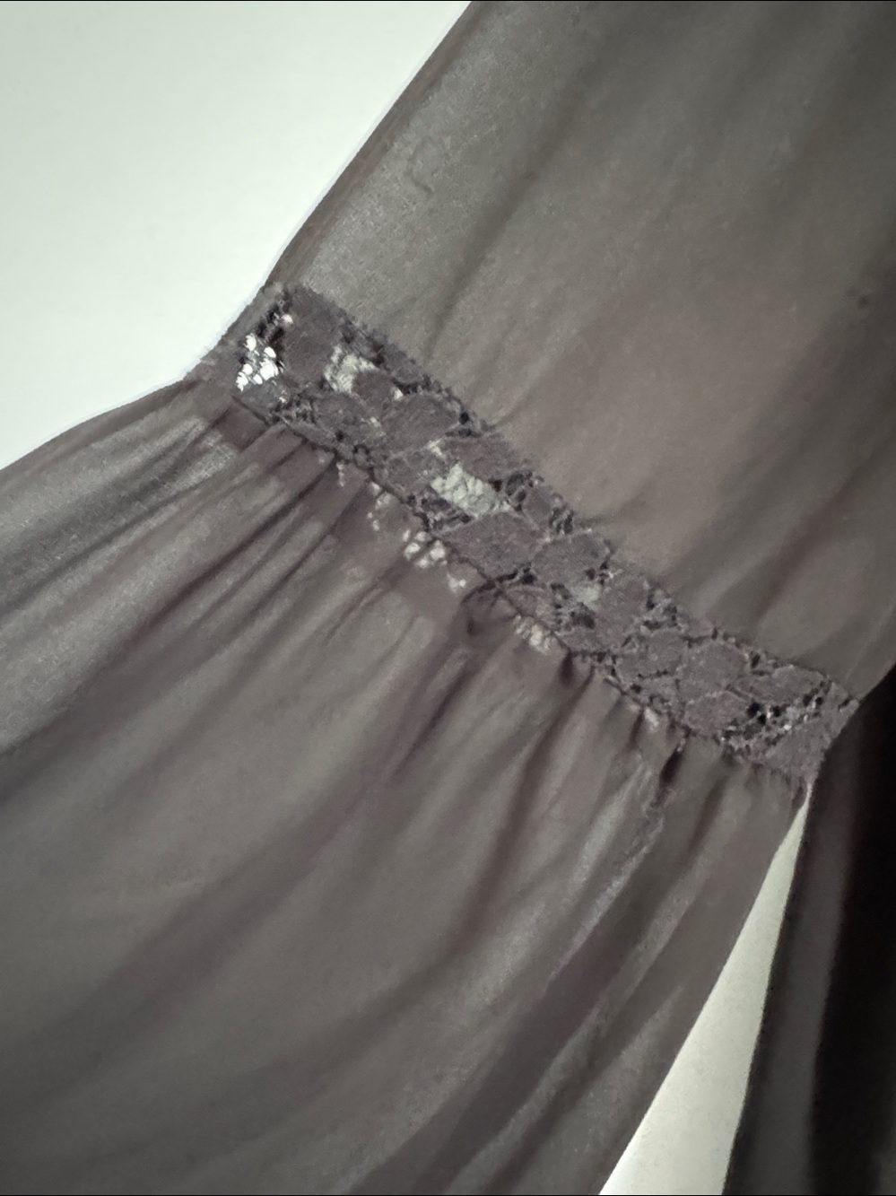 Torrid Black Lace Yoke Long-Sleeve Chiffon Tunic - Picture 3 of 10